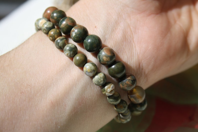 Armband in naturel OCEAN JASPER, 6 mm en 8 mm, halfedelsteen afbeelding 4