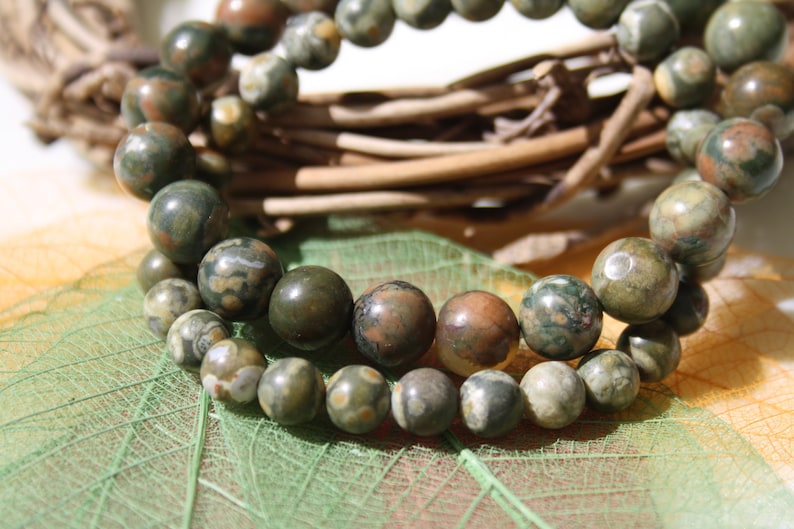 Armband in naturel OCEAN JASPER, 6 mm en 8 mm, halfedelsteen afbeelding 2