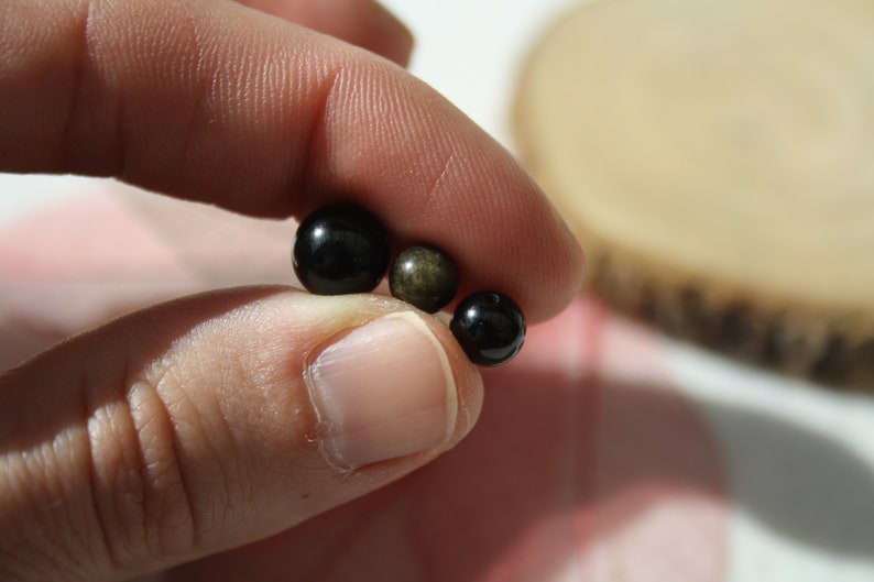 Natural GOLDEN OBSIDIAN pearls, diameters 4 mm 6 mm and 8 mm, creative hobbies & jewelry, DIY, semi-precious stones image 5