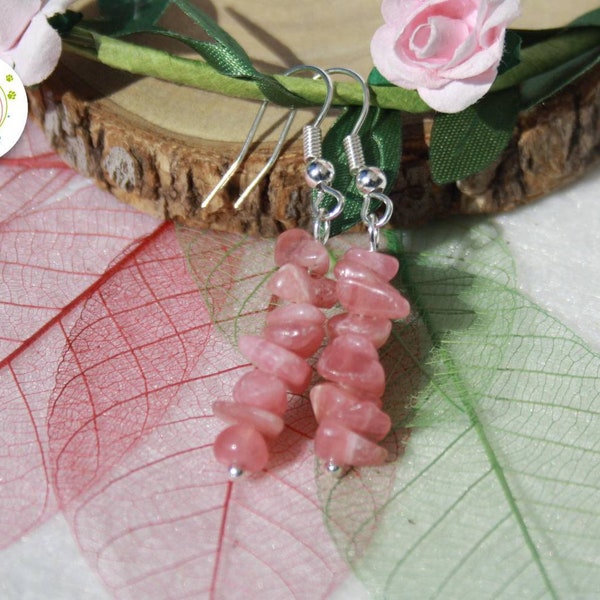 RHODOCHROSITE, boucles d'oreilles, qualité, pierre naturelle, semi précieuse