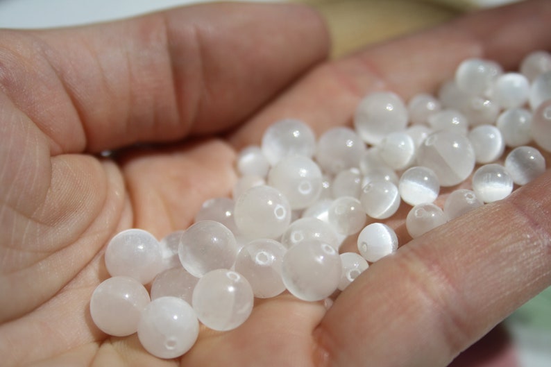 Perles en SÉLÉNITE naturelle, 6 mm et 8 mm bijouterie créative Loisirs créatifs, pierres semi-précieuses image 6