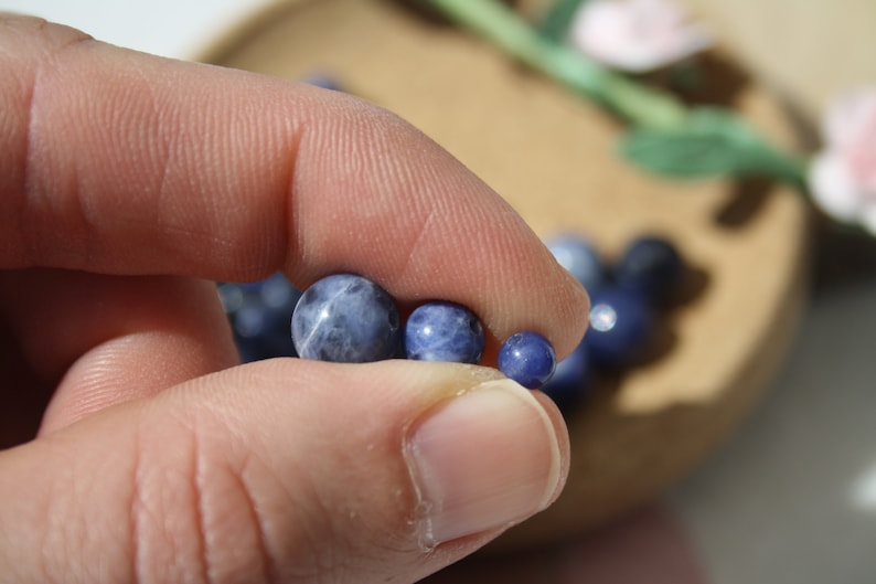 Perles de SODALITE naturelle Diamètres 4 mm 6 mm et 8 mm, loisirs créatifs & bijouterie, DIY, pierres semi-précieuses image 3