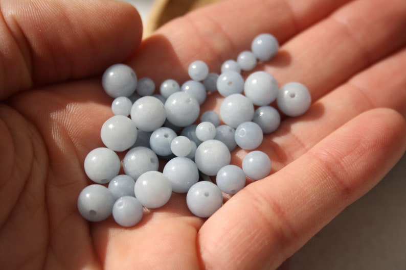 Perles en ANGELITE en 4 mm 6 mm 8 mm naturelles non teintées Loisirs créatifs & bijouterie pierres semi-précieuses image 3