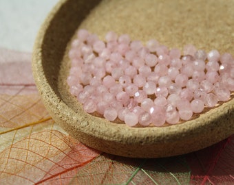 Perles QUARTZ ROSE, FACETTES 4 mm; Naturelles; Loisirs créatifs & bijouterie fine, pierres semi-précieuses