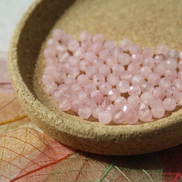 Perles QUARTZ ROSE, FACETTES 4 mm; Naturelles; Loisirs créatifs & bijouterie fine, pierres semi-précieuses