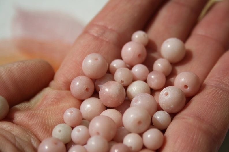 Perles en OPALE ROSE en diamètre 6 mm et 8 mm Qualité naturelles non teintées Loisirs créatifs & bijouterie, pierres semi-précieuses image 3
