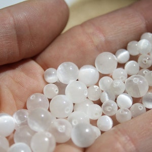 Perles en SÉLÉNITE naturelle, 6 mm et 8 mm bijouterie créative Loisirs créatifs, pierres semi-précieuses image 5