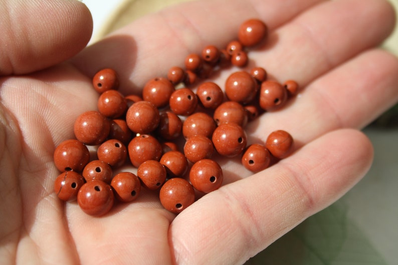 Natürliche ROTE JASPIS-Perlen, Durchmesser 4 mm, 6 mm und 8 mm, kreative Hobbys & Schmuck, Heimwerken, Halbedelsteine Bild 2