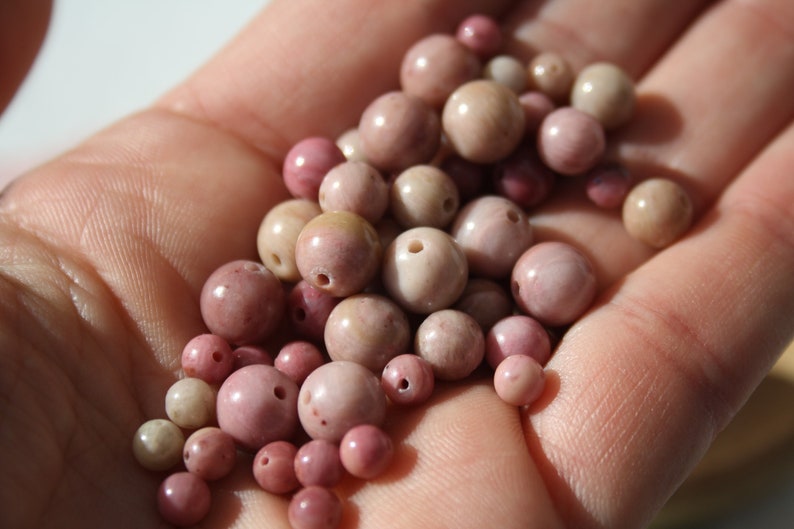Perles de RHODONITE UNIE naturelle, diamètres de 4 mm 6 mm et 8 mm, loisirs créatifs & bijouterie, DIY, pierres semi-précieuses image 2