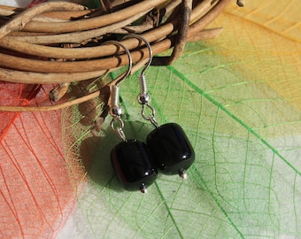 Earrings OBSIDIAN EYE CELESTE natural, color, reflections, semi-precious gemstone