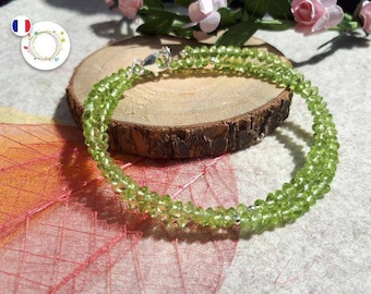 Bracelet in natural PERIDOT, button beads, semi-precious stone