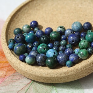 Natural AZURITE MALACHITE beads, diameter 4 mm 6 mm and 8 mm, creative hobbies, DIY and fine jewelry, semi-precious beads