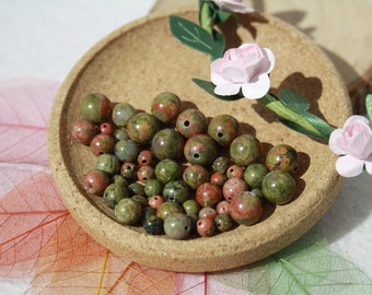 Perles d'UNAKITE naturelle, diamètre 4 mm 6 mm et 8 mm, loisirs créatifs & bijouterie, DIY, pierres semi-précieuses