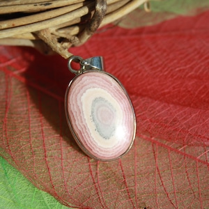 Genuine RHODOCHROSITE Pendant, Semi-precious Natural Stone, Drop Shape