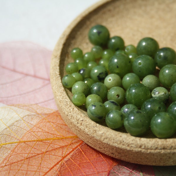 NEPHRITE JADE, 4mm 6mm and 8mm bead; natural; Ideal for creative hobbies, DIY, semi-precious stones