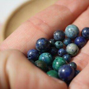 Perles en AZURITE MALACHITE naturelle, diamètre 4 mm 6 mm et 8 mm, loisirs créatifs, DIY et bijouterie fine, perles semi précieuses image 5