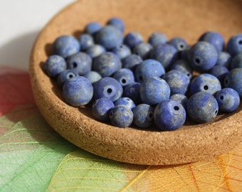 Natural LAPIS LAZULI MAT beads, 6 mm and 8 mm; undyed, creative hobbies and fine jewelry, semi-precious natural pearls