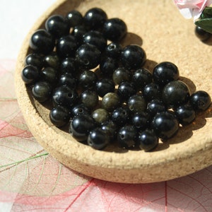 Natural GOLDEN OBSIDIAN pearls, diameters 4 mm 6 mm and 8 mm, creative hobbies & jewelry, DIY, semi-precious stones image 6