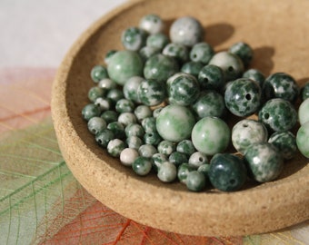 Perle naturali di AGATA ALBERO; Perline da 4 mm, 6 mm e 8 mm; hobby creativi e alta gioielleria, pietre semipreziose