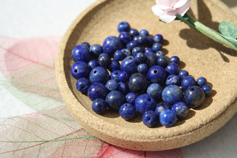 Perle di LAPISLAZZULI naturali, diametro 4 mm, 6 mm e 7,8 mm non colorati, hobby creativi e gioielleria raffinata, perle di pietre preziose semipreziose immagine 1