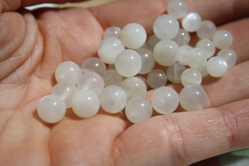 MOONSTONE Beads, 8mm natural undyed Creative hobbies, semi-precious stones image 2