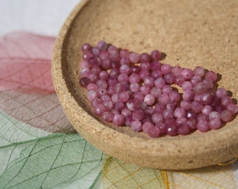 Perles RUBÉLITE, FACETTES diamètre 3 mm; naturelles non teintées; Loisirs créatifs & bijouterie fine, pierres semi-précieuses