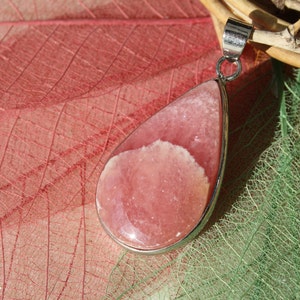 Pendant in real RHODOCHROSITE, Semi-precious natural stone, Drop shape