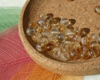 Natural CITRINE beads in diameter, 6mm; Rounds; Ideal for creative hobbies and fine jewelry, semi-precious stones