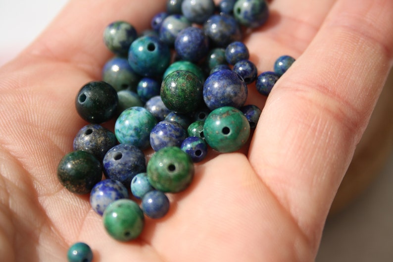 Natural AZURITE MALACHITE beads, diameter 4 mm 6 mm and 8 mm, creative hobbies, DIY and fine jewelry, semi-precious beads image 4