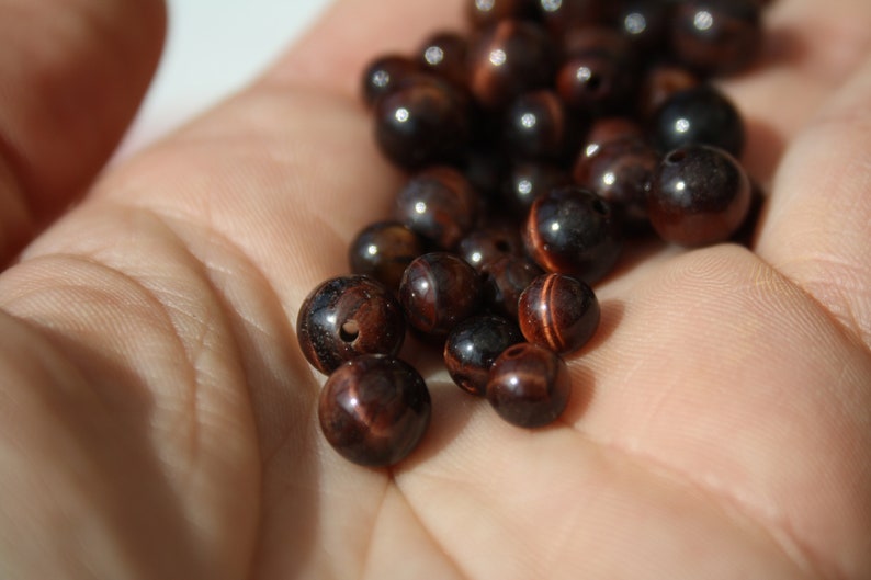 Perles en OEIL DE TAUREAU, diamètres 6 mm et 8 mm naturelles non teintées Loisirs créatifs, pierres semi-précieuses image 4