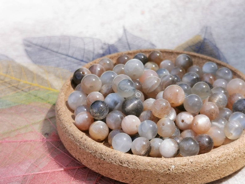 Natural MOONSTONE beads, diameters 4 mm, 6 mm and 8 mm real minerals Creative hobbies, semi-precious stones image 6