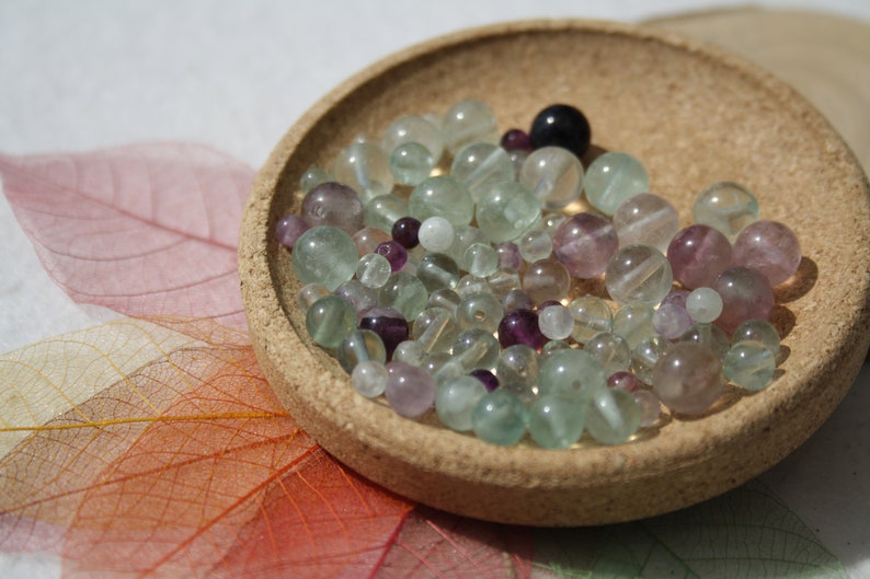 Pearls in true Natural FLUORITE, diameter 4 mm 6 mm and 8 mm, semi precious gemstone, ideal creative hobbies, DIY image 1