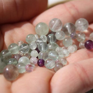 Perles en FLUORITE Naturelle véritable, diamètre 4 mm 6 mm et 8 mm, pierre gemme semi précieuse, idéale loisirs créatifs, DIY image 4