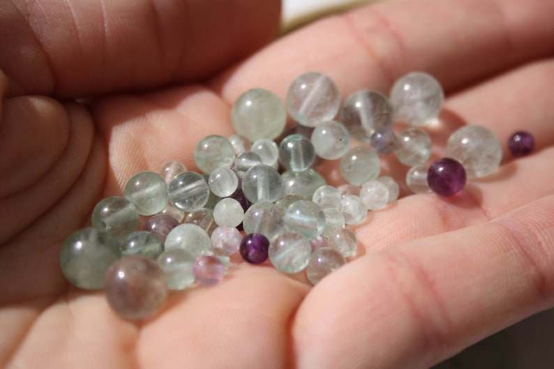 Pearls in true Natural FLUORITE, diameter 4 mm 6 mm and 8 mm, semi precious gemstone, ideal creative hobbies, DIY image 4