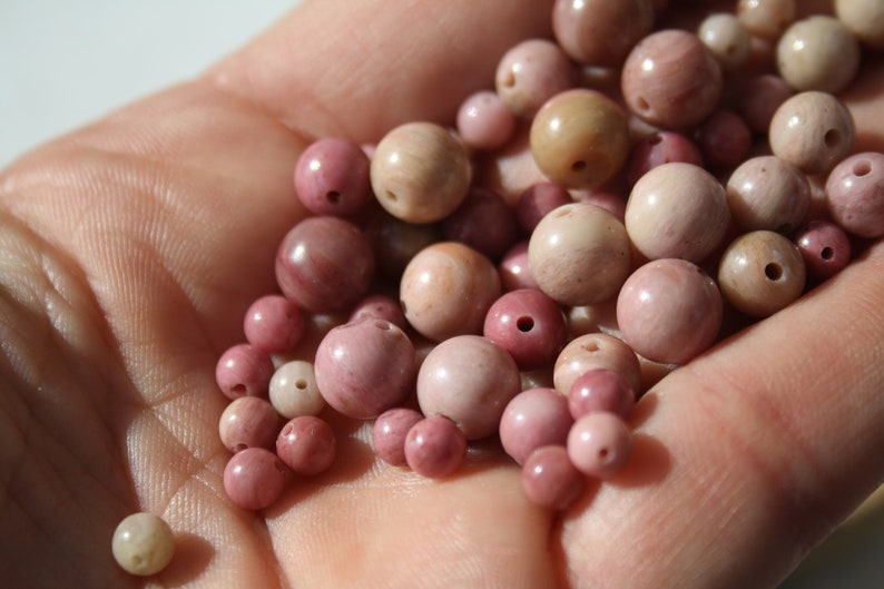 Perles de RHODONITE UNIE naturelle, diamètres de 4 mm 6 mm et 8 mm, loisirs créatifs & bijouterie, DIY, pierres semi-précieuses image 4