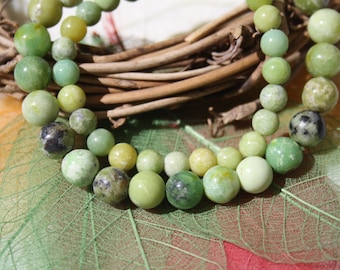 Bracelet in natural CHRYSOPRASE, 4 mm 6 mm and 8 mm, semi precious stone