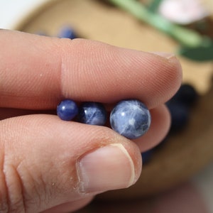Perles de SODALITE naturelle Diamètres 4 mm 6 mm et 8 mm, loisirs créatifs & bijouterie, DIY, pierres semi-précieuses image 2
