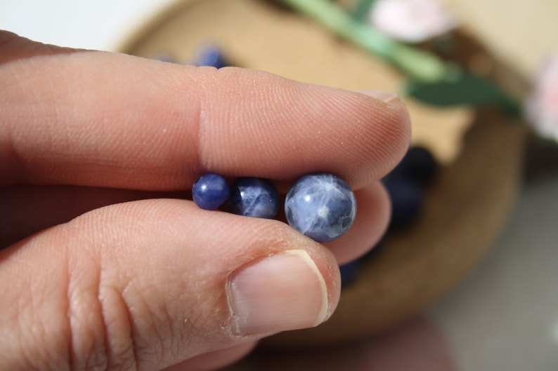 Perles de SODALITE naturelle Diamètres 4 mm 6 mm et 8 mm, loisirs créatifs & bijouterie, DIY, pierres semi-précieuses image 2