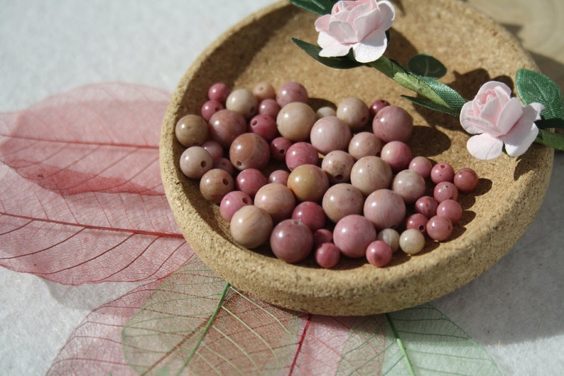 Perles de RHODONITE UNIE naturelle, diamètres de 4 mm 6 mm et 8 mm, loisirs créatifs & bijouterie, DIY, pierres semi-précieuses image 1