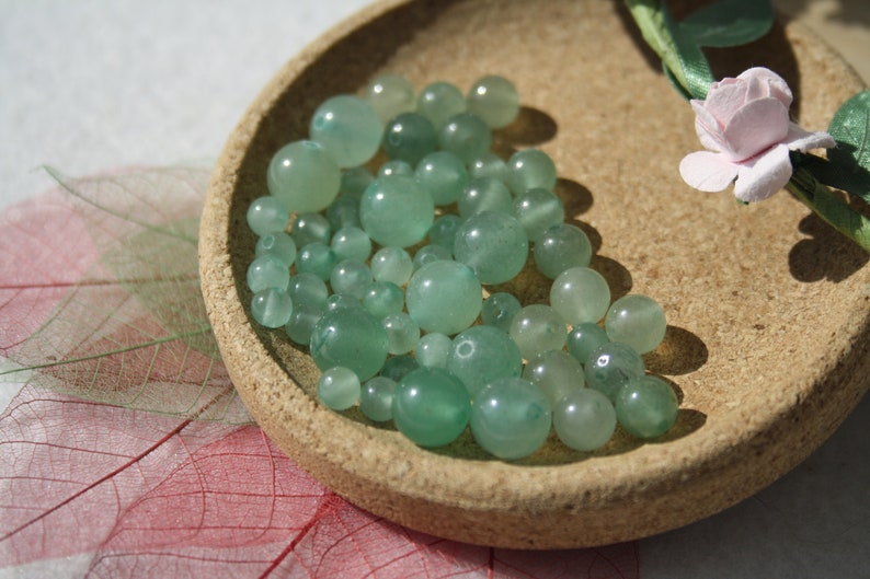 GREEN AVENTURINE beads, diameters 4 mm, 6 mm and 8 mm natural undyed Ideal for creative hobbies, semi-precious stones image 1