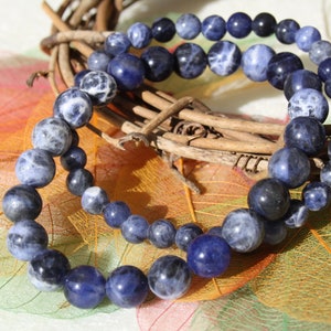 Natural SODALITE bracelet, 4 mm, 6 mm and 8 mm, semi-precious stone