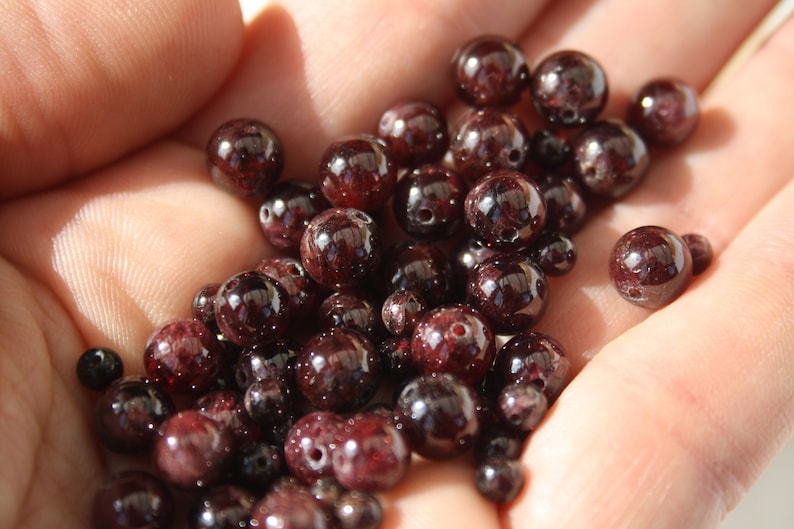 Natürliche GRANAT-Perlen, Durchmesser 4 mm, 6 mm und 8 mm, kreatives Hobby & Schmuck, DIY, Halbedelsteine Bild 4