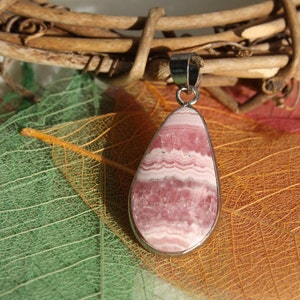 Pendant in real RHODOCHROSITE, Semi-precious natural stone, Drop shape