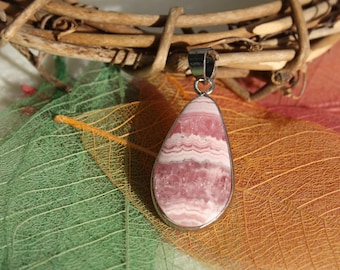 Pendant in real RHODOCHROSITE, Semi-precious natural stone, Drop shape