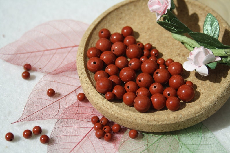 Natürliche ROTE JASPIS-Perlen, Durchmesser 4 mm, 6 mm und 8 mm, kreative Hobbys & Schmuck, Heimwerken, Halbedelsteine Bild 1