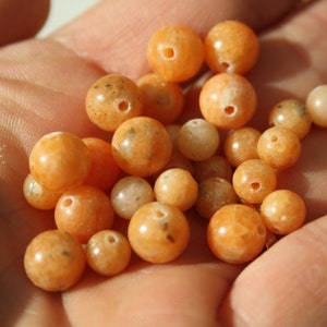 Perles en CALCITE ORANGE naturelle, 6 mm et 8 mm naturelles non teintées Loisirs créatifs, pierres semi-précieuses image 2