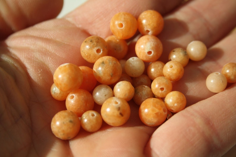 Perles en CALCITE ORANGE naturelle, 6 mm et 8 mm naturelles non teintées Loisirs créatifs, pierres semi-précieuses image 2
