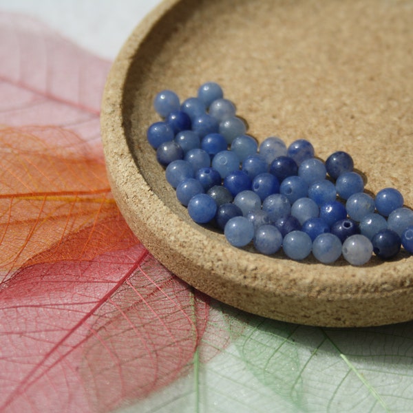 Perles en AVENTURINE BLEUE, diamètre 4, 6 et 8 mm mm; non teintées; DIY; loisirs créatifs, pierres semi-précieuses