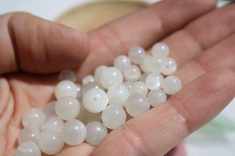 Perles PIERRE de LUNE, 8 mm naturelles non teintées Loisirs créatifs, pierres semi-précieuses zdjęcie 6