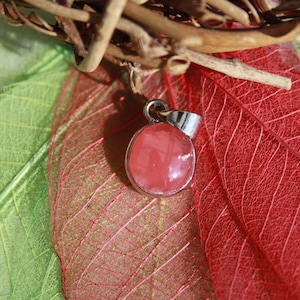Genuine RHODOCHROSITE pendant, Semi-precious natural stone, Gummy shape